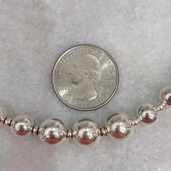 Sterling Silver Graduated Beaded Ball Necklace - Picture 12 of 12